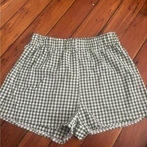 SHEIN High Waist Green Plaid Shorts